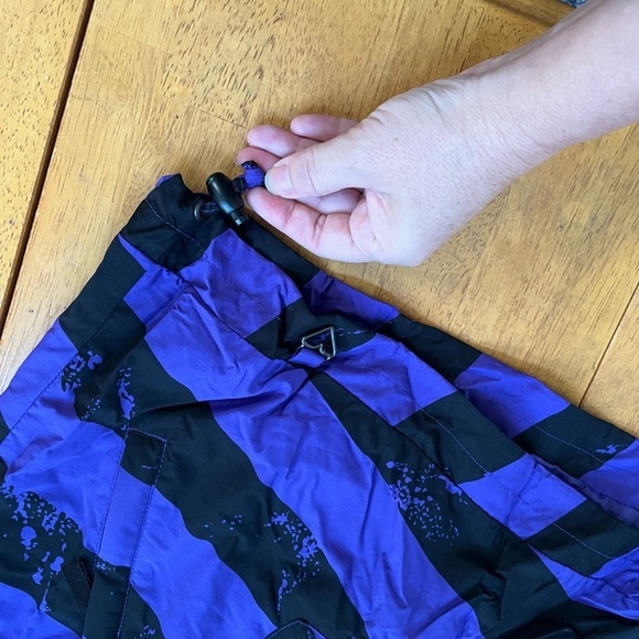 Obermeyer Purple Black Striped Popover Ski Pullover Coat with Pockets, Size S - Picture 13 of 14